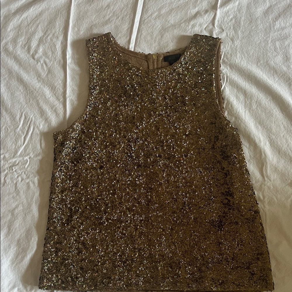 J. Crew Gold Sequin Sleeveless Blouse